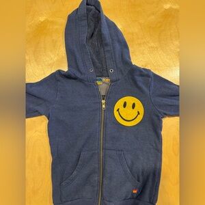 Aviator Nation Blue Hoodie with Yellow Smiley